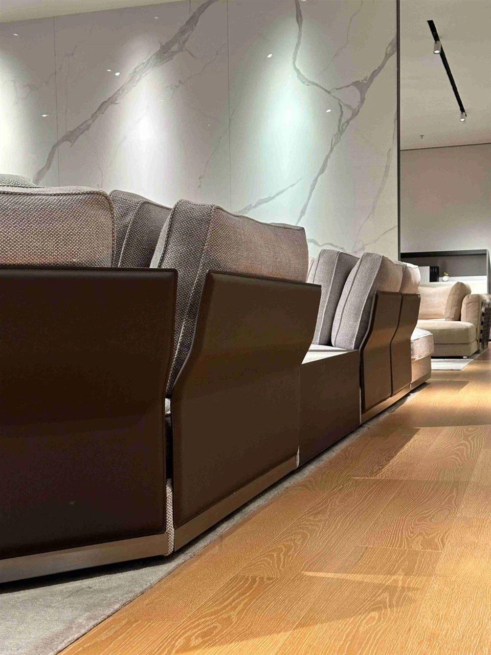 Tan Fabric Modern Sofa